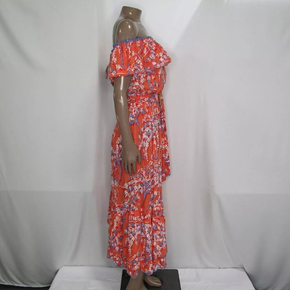Poupette St Barth Women's Long Dress Bella Ruffled Off Shoulder Belted Size S - Picture 7 of 10